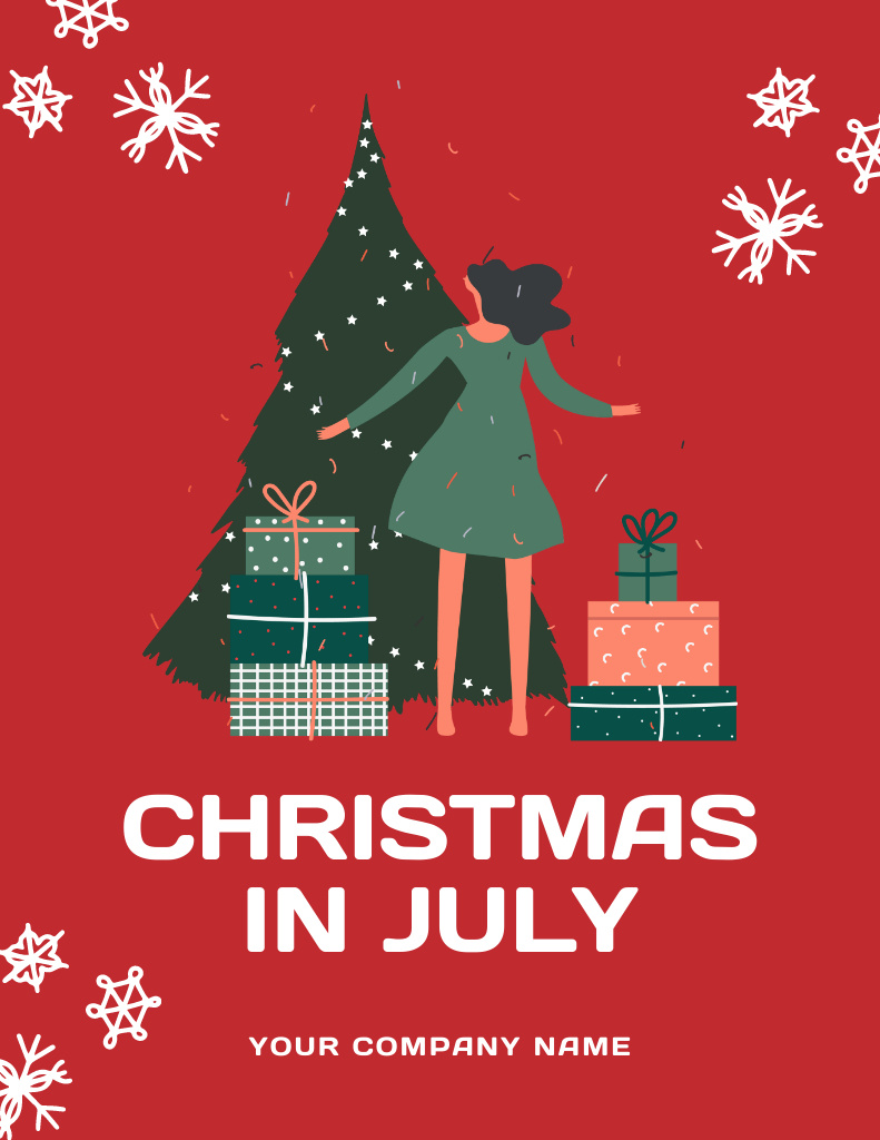 Celebrating Christmas in July on Red Flyer 8.5x11in Design Template