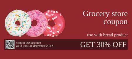 Grocery Store Ad with Fresh Baked Donuts Coupon 3.75x8.25in Design Template