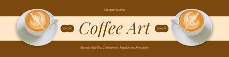 Modèle de visuel Art du café avec de la crème à moitié prix dans un café - Twitter