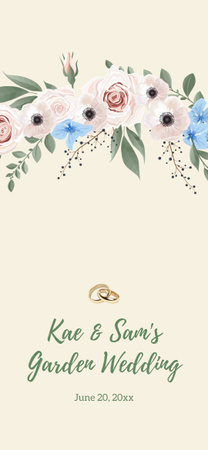Ontwerpsjabloon van Snapchat Geofilter van Floral bruiloft uitnodiging met gouden ringen