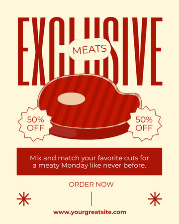 Exclusive Meat Cuts Sale Instagram Post Vertical Design Template