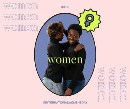 Smiling Young Women on International Women's Day Facebook Design Template