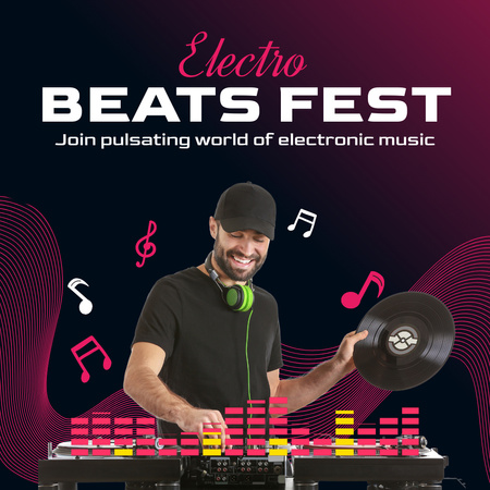 Electro Beats Fest Ad Animated Post Design Template
