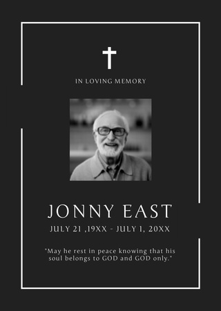 In loving Memory Quote with Photo in Black Postcard A6 Vertical Design Template