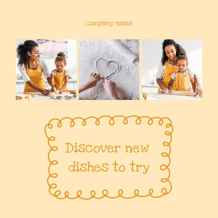 Mother Helping Daughter Roll Dough in Kitchen Instagram Design Template