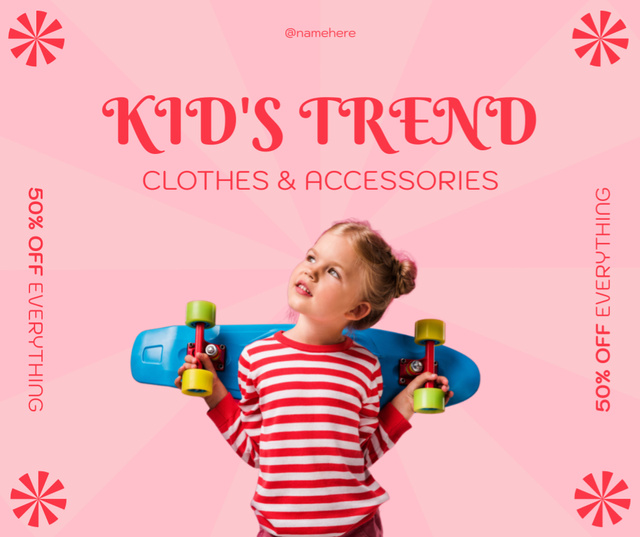 Kid's Fashion Clothes and Accessories Facebook Design Template
