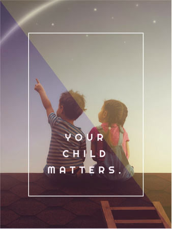 Children sitting on roof Poster US – шаблон для дизайну