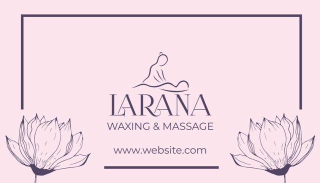 Template di design Waxing and Massage Sessions Discount Program on Purple Business Card US