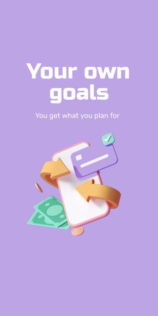 Template di design Business Goals with Money and Phone Graphic