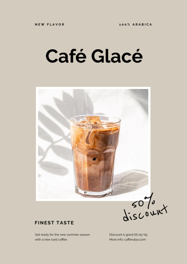 Cup of Iced Coffee Poster A3 Design Template