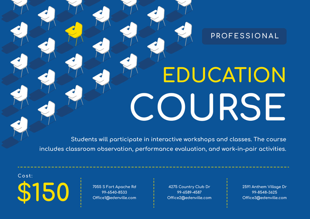 Price for Educational Course Poster B2 Horizontal Design Template