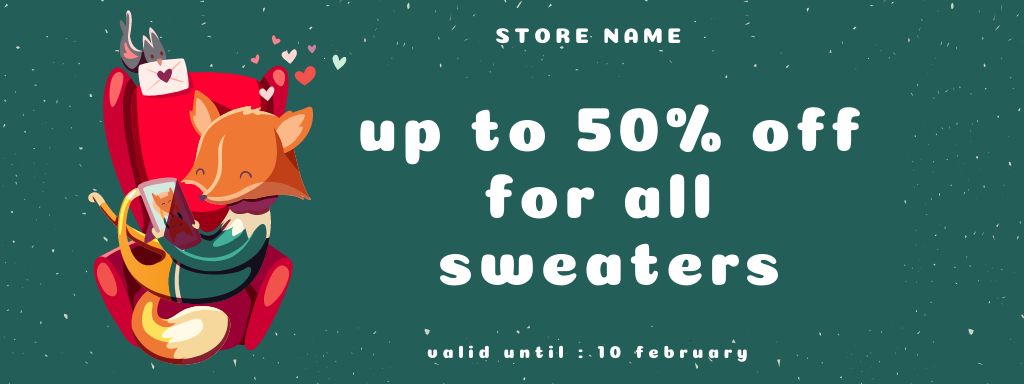 Valentine's Day Sweater Discount Offer Coupon Design Template