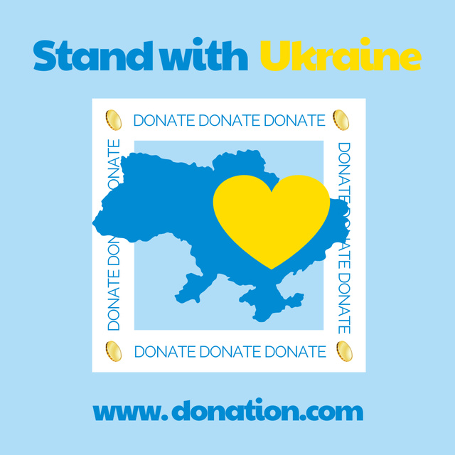 Stand with Ukraine Phrase in National Flag Colors Animated Post tervezősablon