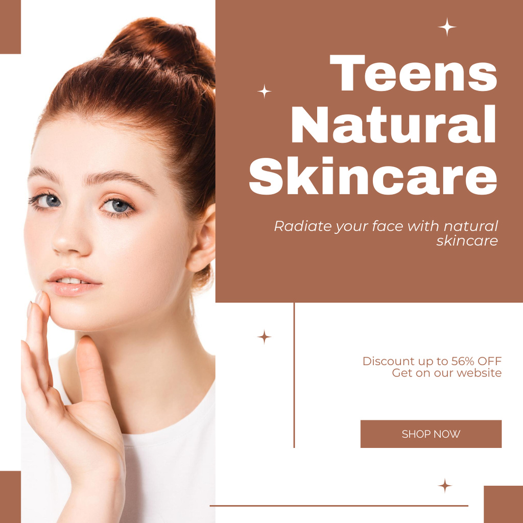 Natural Skincare Products For Teens With Discount Instagram – шаблон для дизайну