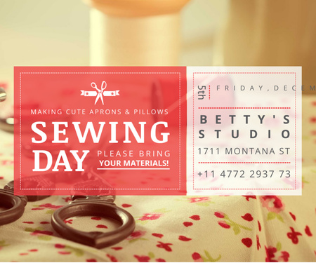 Sewing Day Celebration Announcement in Workshop Medium Rectangle Design Template