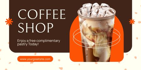Iced Coffee Drink In Glass Offer In Shop Twitter Design Template
