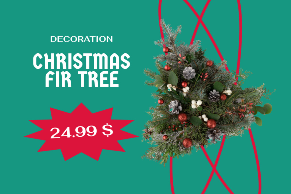 Platilla de diseño Christmas Fir Tree Sale Offer Label