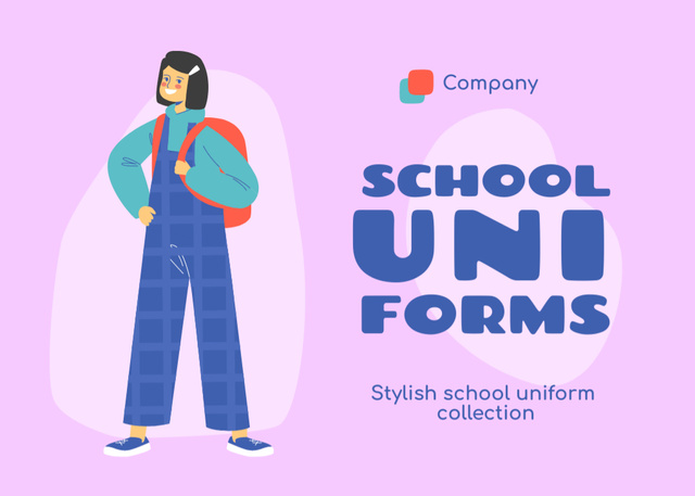 Template di design Stylish School Uniform Collection Offer in Pink Postcard 5x7in