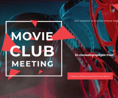 Movie Club Invitation with Vintage Film Projector Large Rectangle Design Template