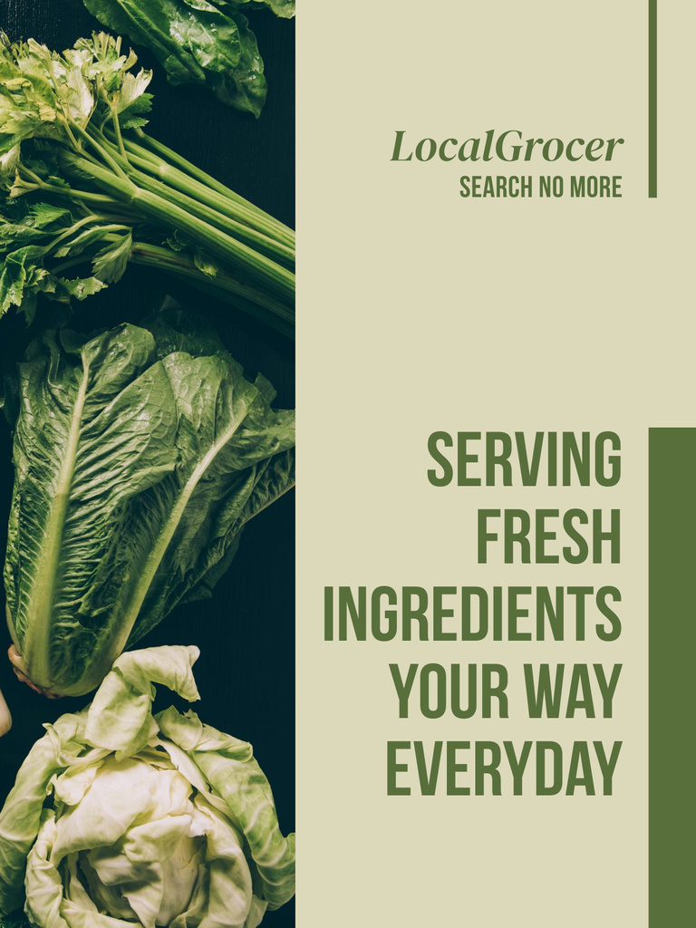 Grocery Store Ad with Offer of Fresh Vegetables Poster US Design Template