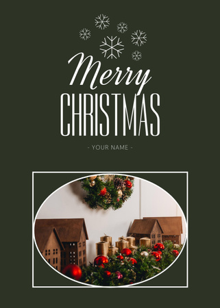 Amusing Christmas Salutations with Decorations and Candles Postcard 5x7in Vertical Design Template