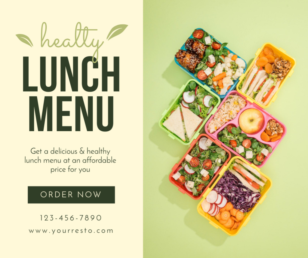Designvorlage Healthy Lunchboxes At Affordable Options Offer für Facebook