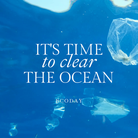 Awareness Of Plastic Pollution Of Ocean And Appeal To Clean Water Animated Post Design Template