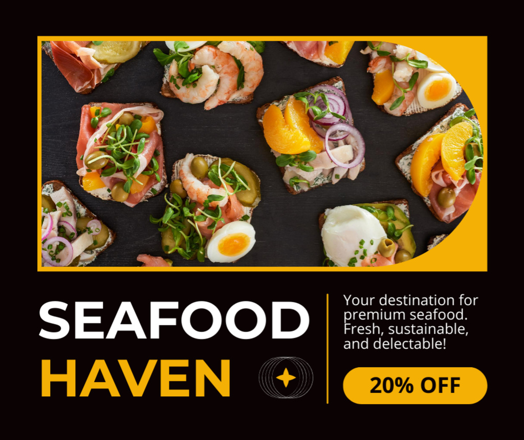 Designvorlage Offer of Seafood with Tasty Snacks für Facebook