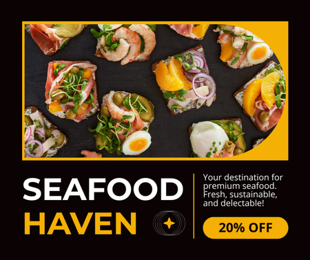 Offer of Seafood with Tasty Snacks Facebook Design Template