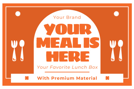 Orange'da Premium Öğle Yemeği Kutusu Promosyonu Label Tasarım Şablonu