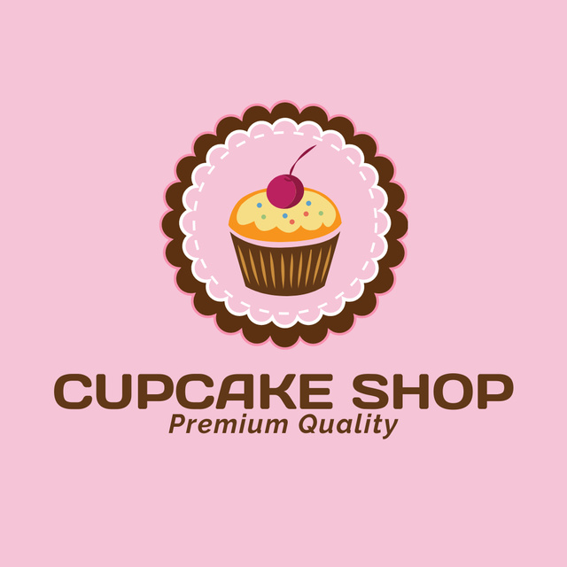 Modèle de visuel Gourmet Bakery Ad with Cupcake In Pink - Logo 1080x1080px
