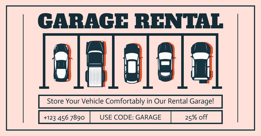 Template di design Garage Rental Offer for Your Car Facebook AD