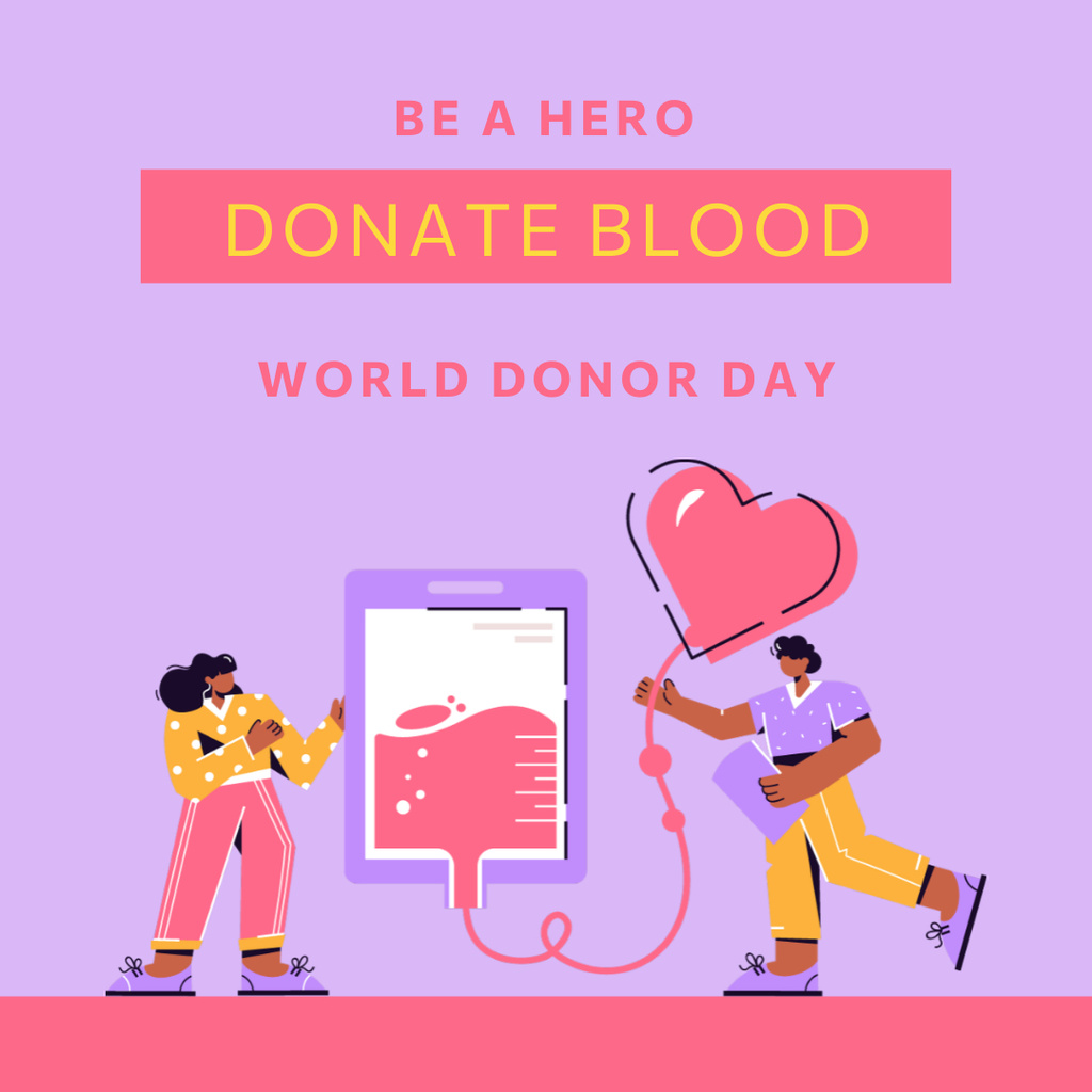 Modèle de visuel Illustration of World Blood Donor Day - Instagram