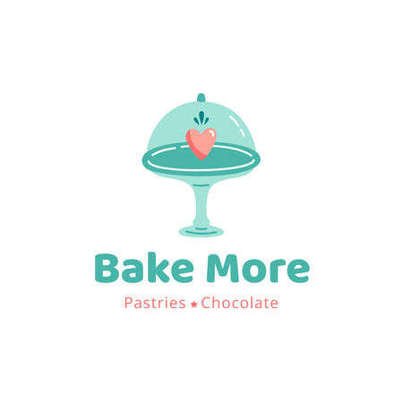 Bakery Ad with Cute Heart on Plate Logo Design Template