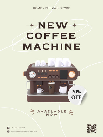 New Coffee Machines Sale Offer Poster US Tasarım Şablonu