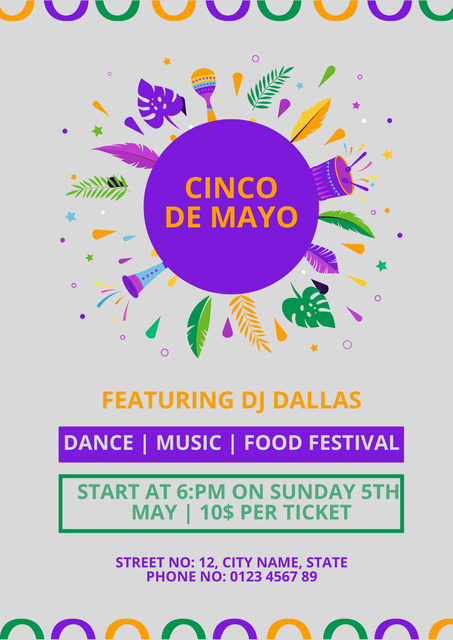 Modèle de visuel Cinco de Mayo Festival Announcement - Poster