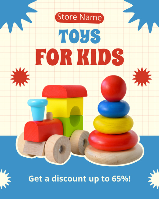 Designvorlage Discount on Educational Wooden Toys für Instagram Post Vertical