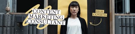 Work Profile of Content Marketing Consultant LinkedIn Coverデザインテンプレート