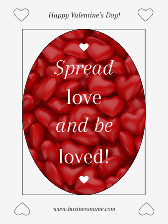 Designvorlage Valentinstag-Phrase mit niedlichen roten Herzen für Poster US