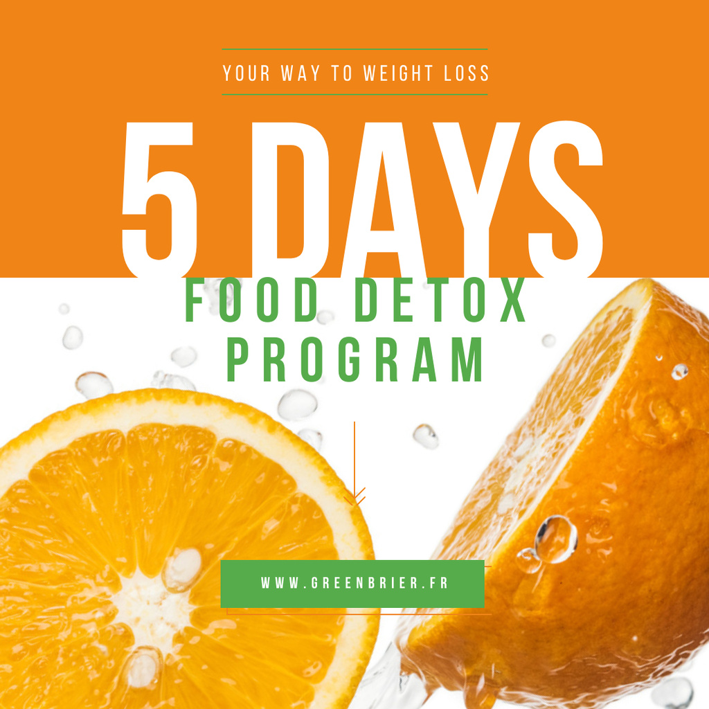 Detox Food Offer with Raw Oranges Instagram Design Template