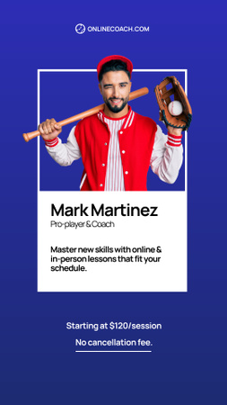 Designvorlage Baseball-Online-Coach für Instagram Story