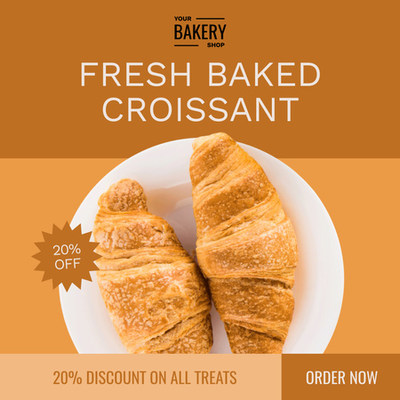 Designvorlage Aktion: Frisch gebackene Croissants für Instagram