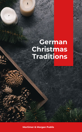 German Traditions with Cones and Candles for Christmas Decor Book Cover Design Template