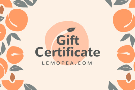 Natural Lemonade Ad with Peaches Illustration Gift Certificate Design Template