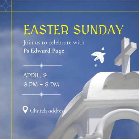 Plantilla de diseño de Dove And Easter Celebration In Church Announce Animated Post 