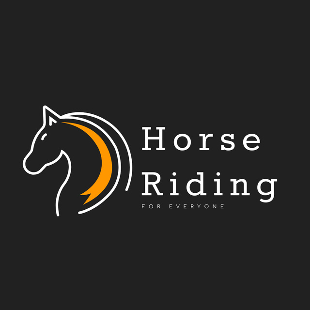 Ontwerpsjabloon van Logo van Horse Club and Riding Offer on Black