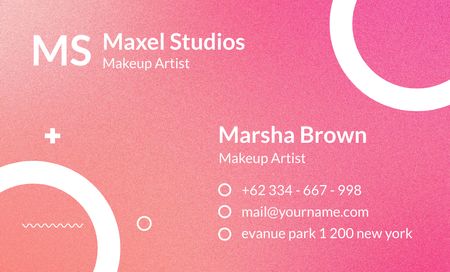 Makeup Artist Services Ad in Pink Business Card 91x55mm Design Template