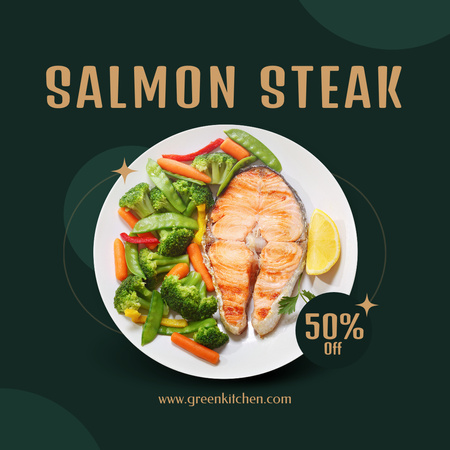 Tasty Salmon Steak Offer for Lunch Instagram Design Template
