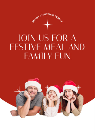 Invitation to Christmas Family Party with Delicious Meal Flyer A7デザインテンプレート
