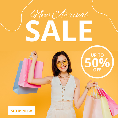 New Female Wear Sale with Shopping Bags Instagramデザインテンプレート